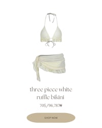 three piece white ruffle island