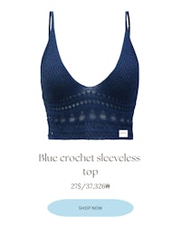 blue crochet sleeveless top