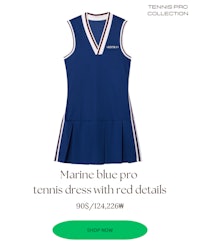 marine blue pro tennis dress with red details