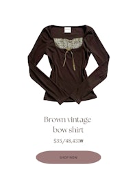 brown vintage bow shirt