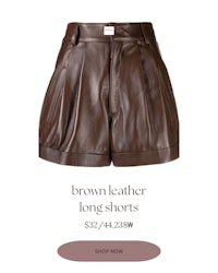 brown leather long shorts